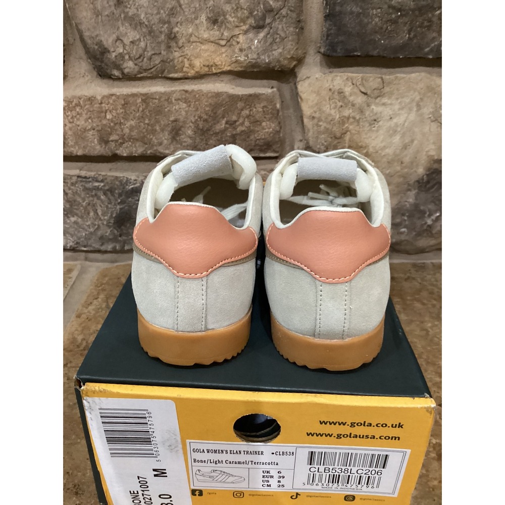 Gola Elan Trainer Bone Light Caramel Terracotta Suede Sneakers Size Womens 8 New - Picture 7 of 8